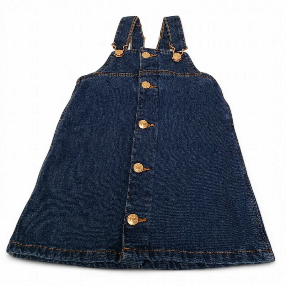 Denim Co Girls Overalls Jumper Jean Button Dress Size 4-5 Years
